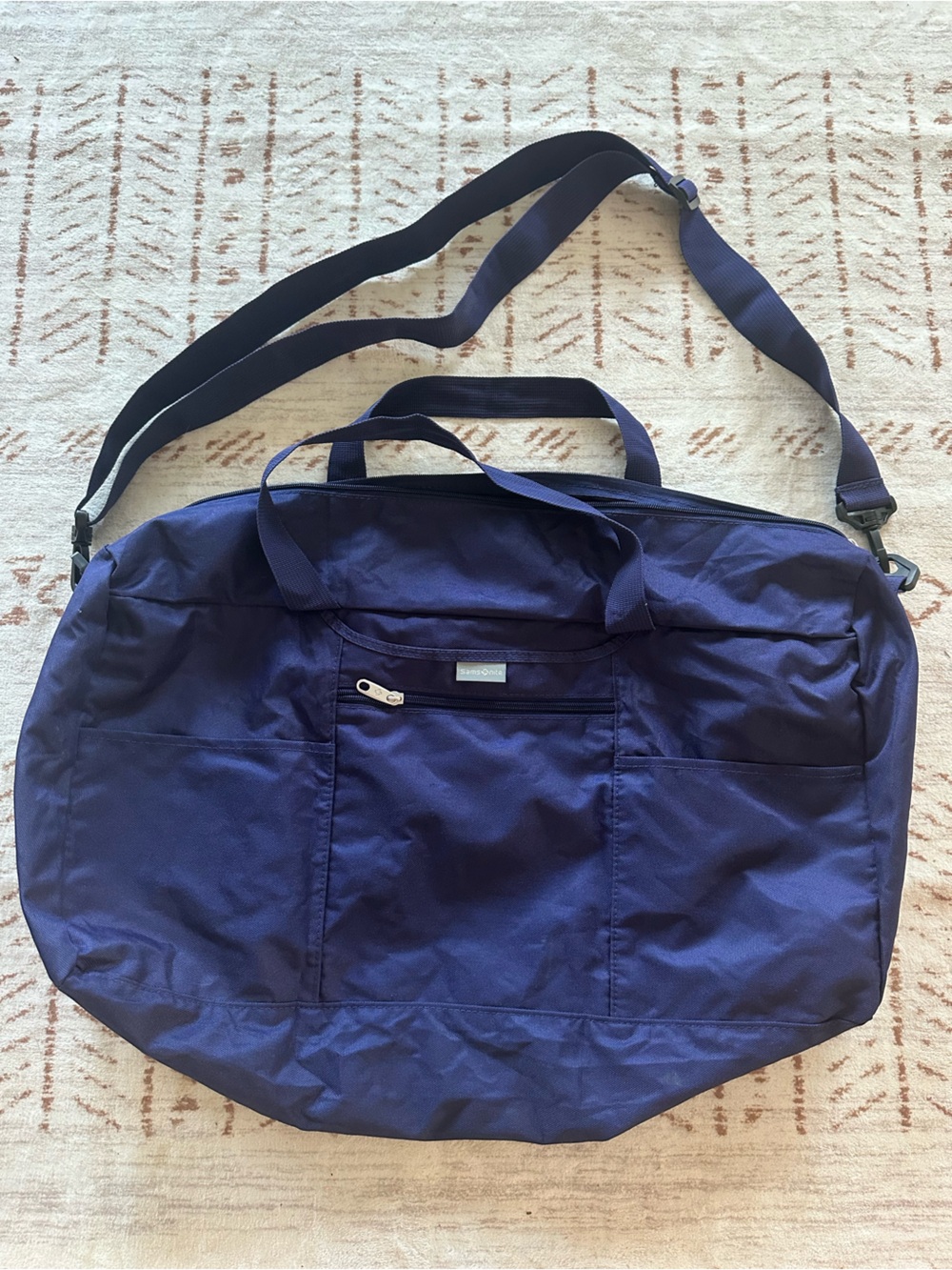Samsonite Foldaway Packable Duffel Bag Navy Blue Travel Gym Carry-On